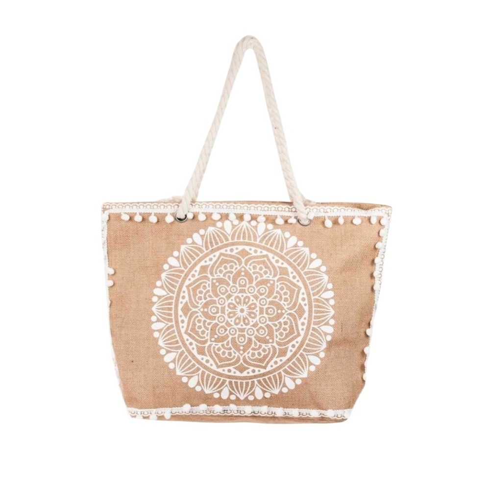 SOL SPIRIT BOHO WHITE FLORAL TOTE BAG - Picture 3 of 6